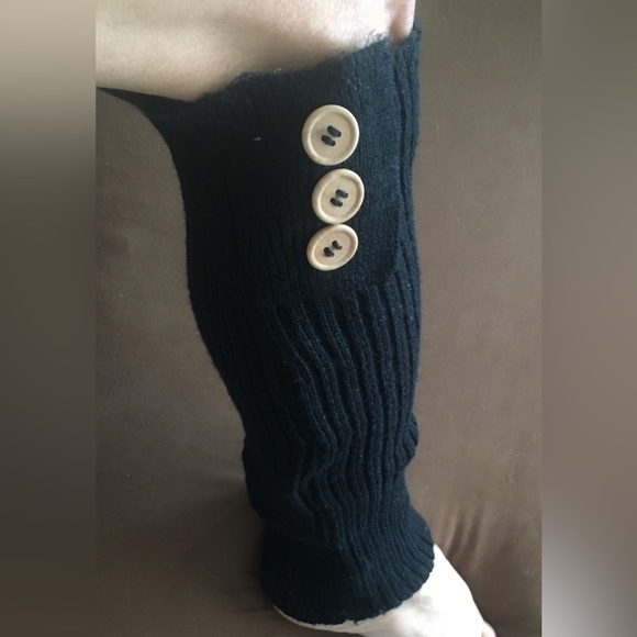 Rib Knit Black Under The Knee Leg Warmers - Picture 3 of 3